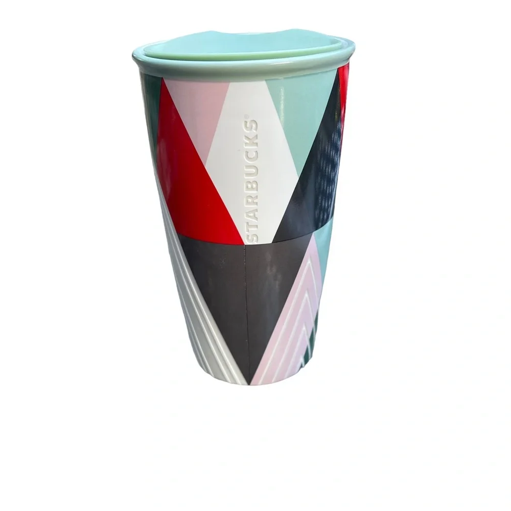 Starbucks Ceramic Modern Christmas Tree 2017 Travel Tumbler 12oz